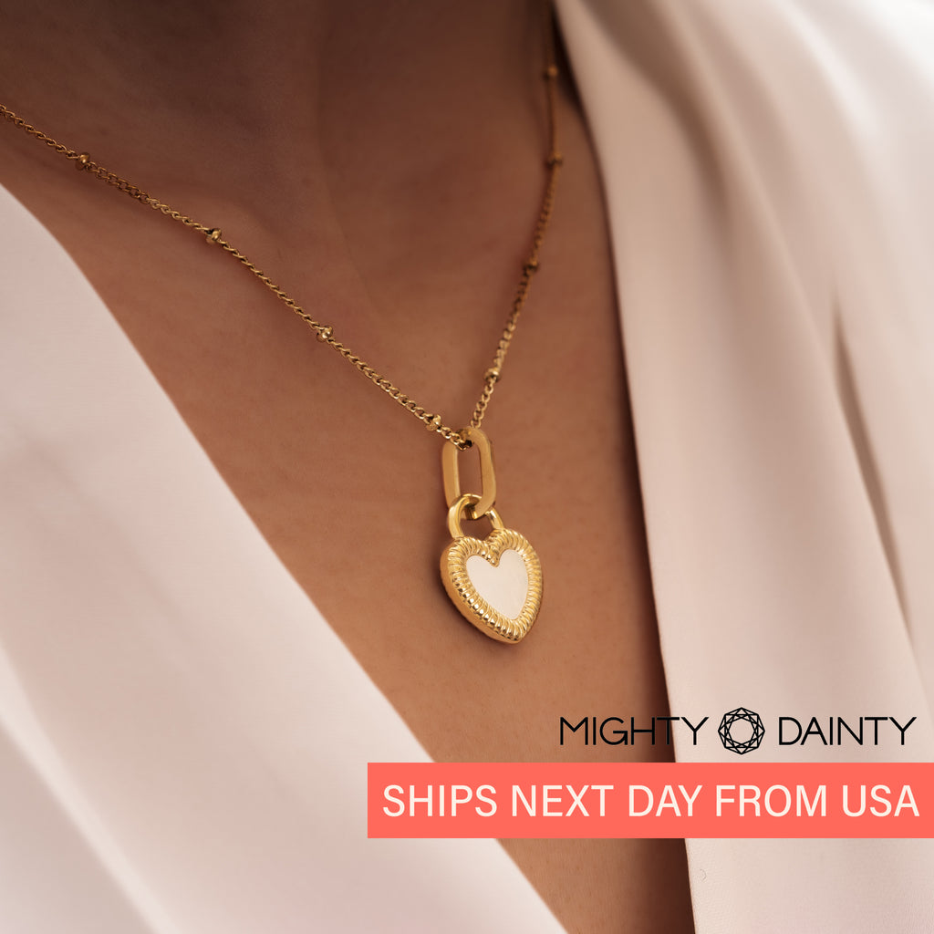 Gold plated white heart necklace 
