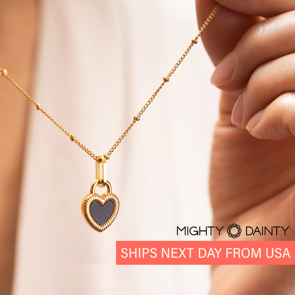 Gold plated black ball chain necklace 