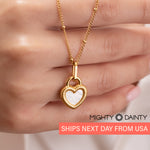 White heart shell gold plated double sided yin and yang necklace 
