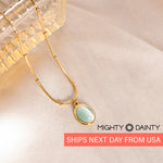 Natural opal stone pendant for her with gold chain 
