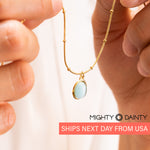 Natural green opal pendant for her minimalist style