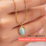 Minimalist green opal stone snake and ball chain 