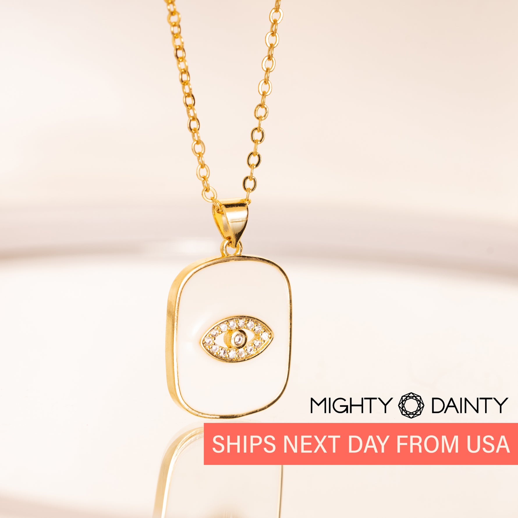 White Evil Eye Necklace for women