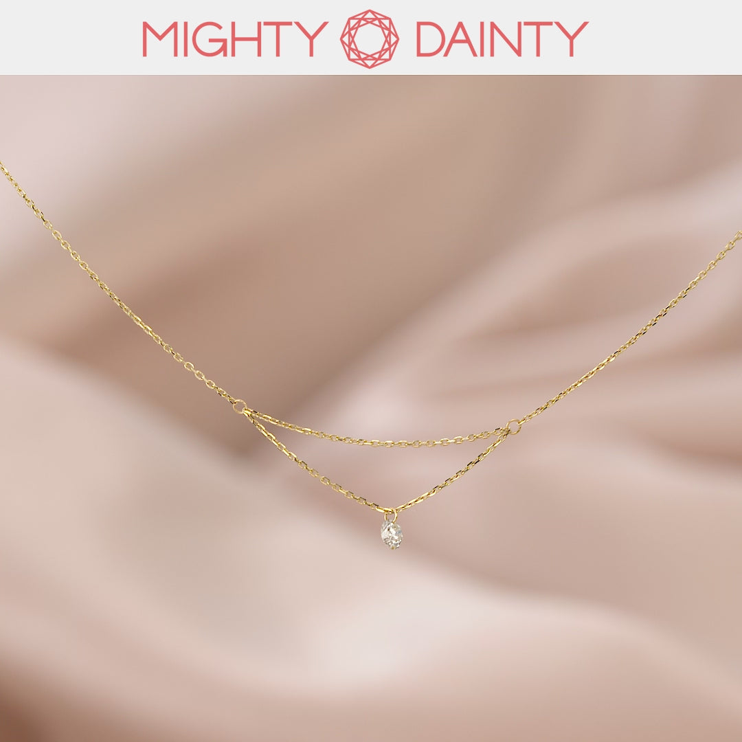 16'' Single Diamond Layered Necklace