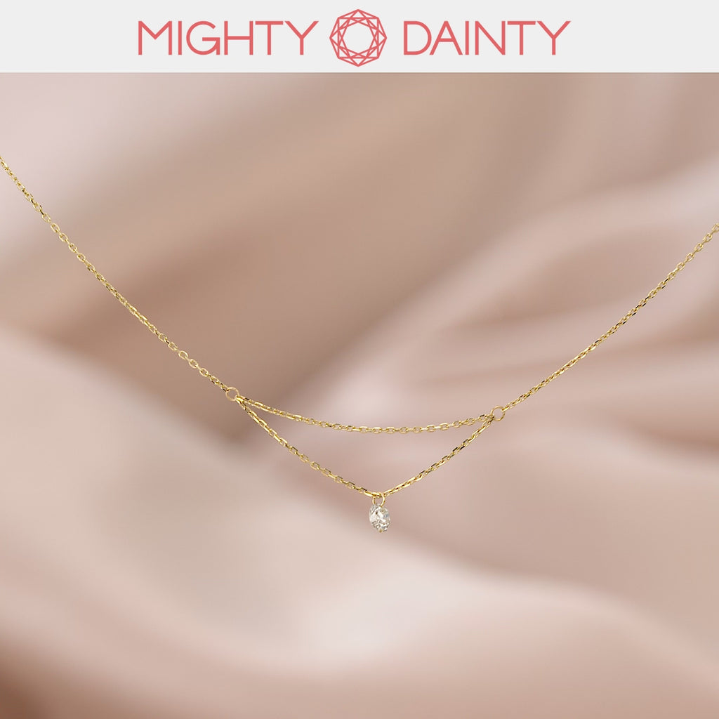 16'' Single Diamond Layered Necklace